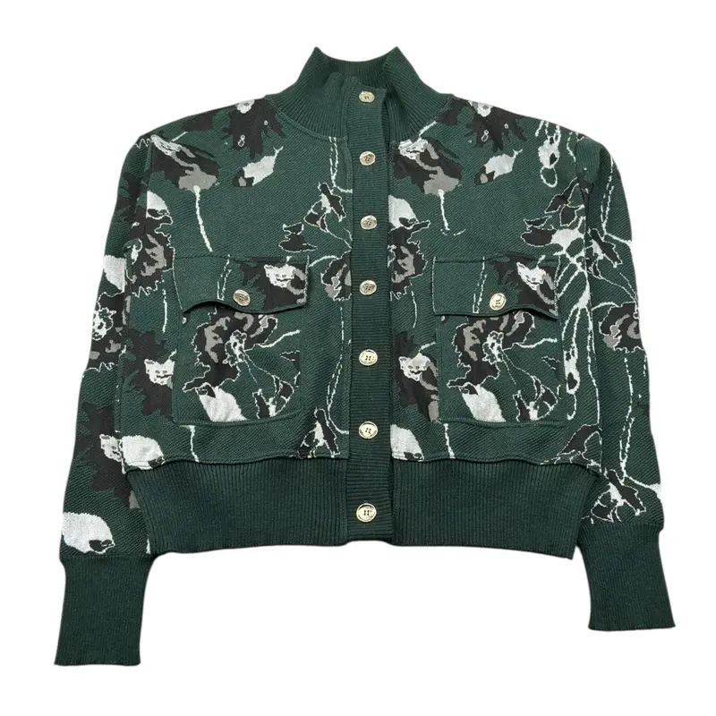 Neera 20.52 Cardigan tinta unita con Stampe Verde per Bambina