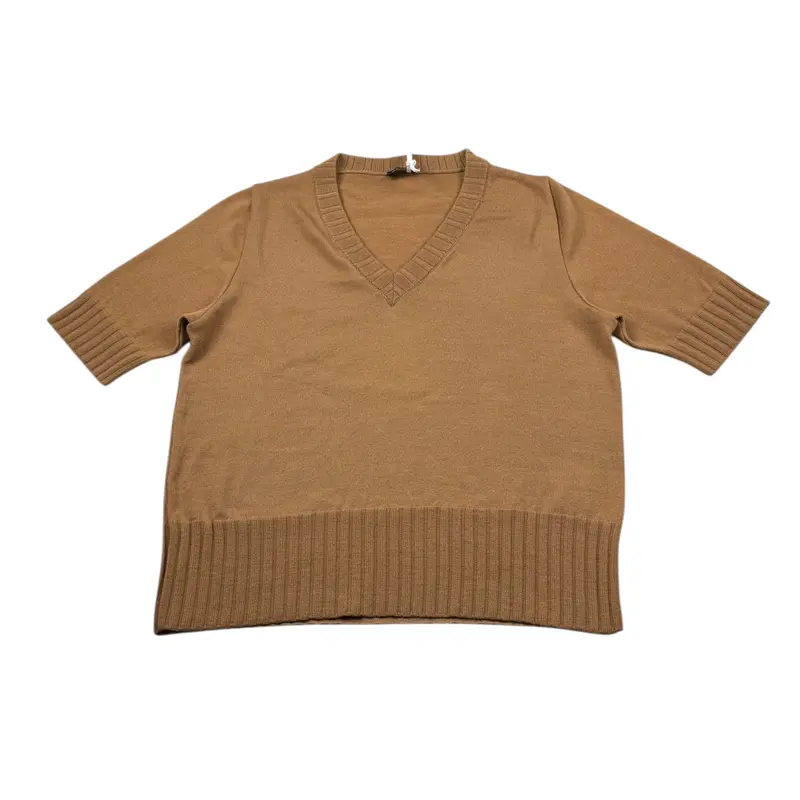 Neera 20.52 T-Shirt tinta unita Scollo A V Cammello per Bambina
