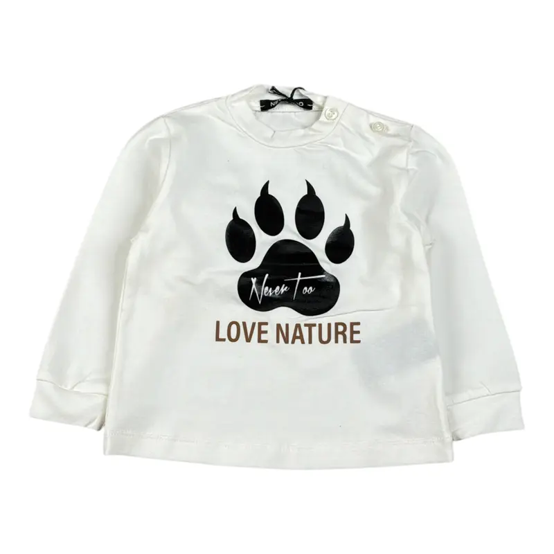 Never Too Shirt Girocollo tinta unita con Stampa Bianco per Neonato