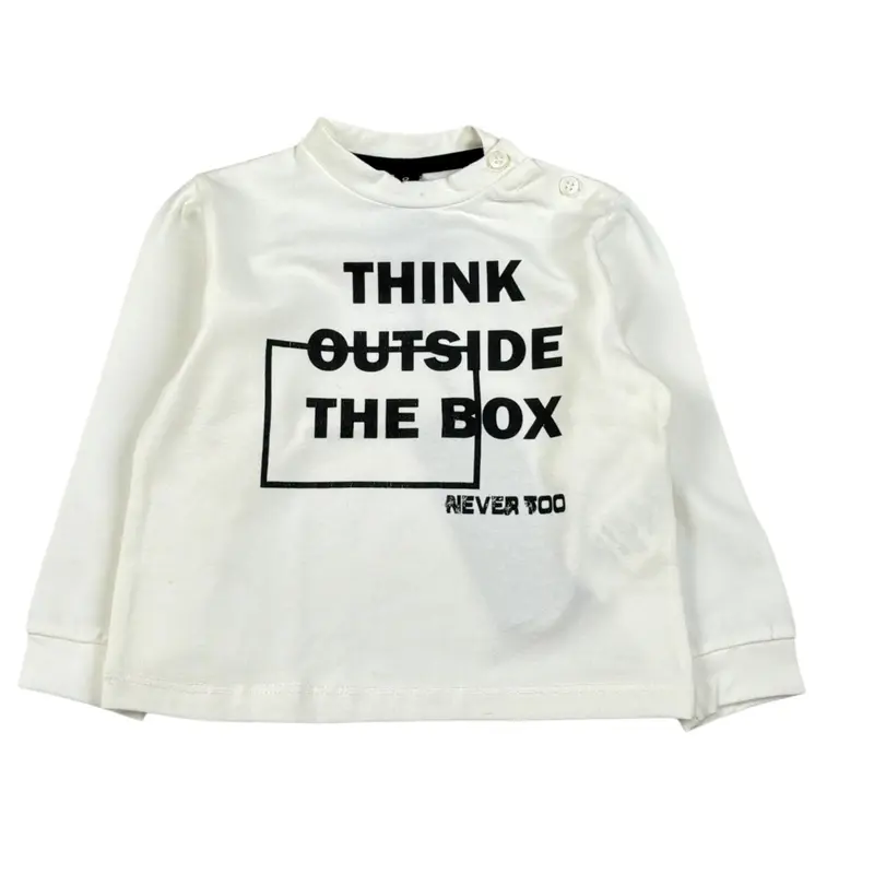 Never Too Shirt Girocollo tinta unita con Stampa Bianco per Neonato