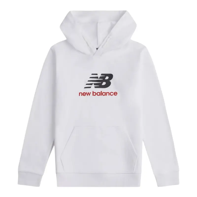 New Balance Felpa tinta unita con Cappuccio E Logo Bianco per Bambino