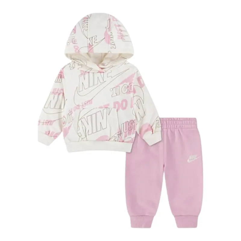 Nike Completo 2 Pezzi Felpa-Pantalone Bicolore Rosa per Neonata