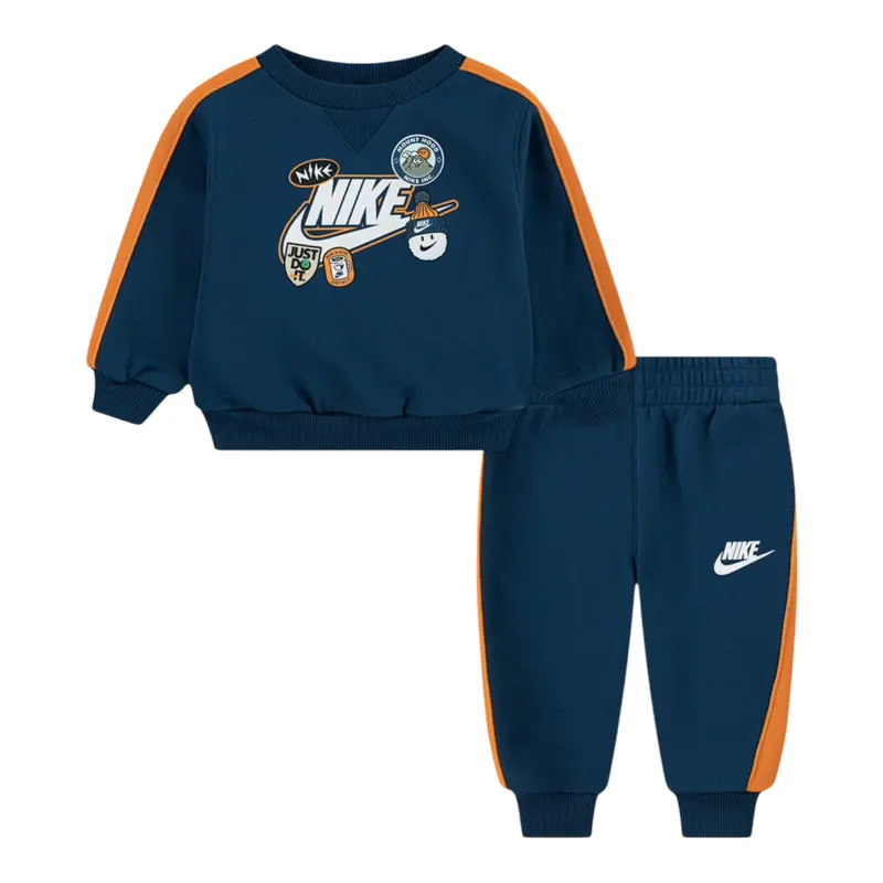 Nike Completo 2 Pezzi Felpa-Pantalone tinta unita Blu per Neonato