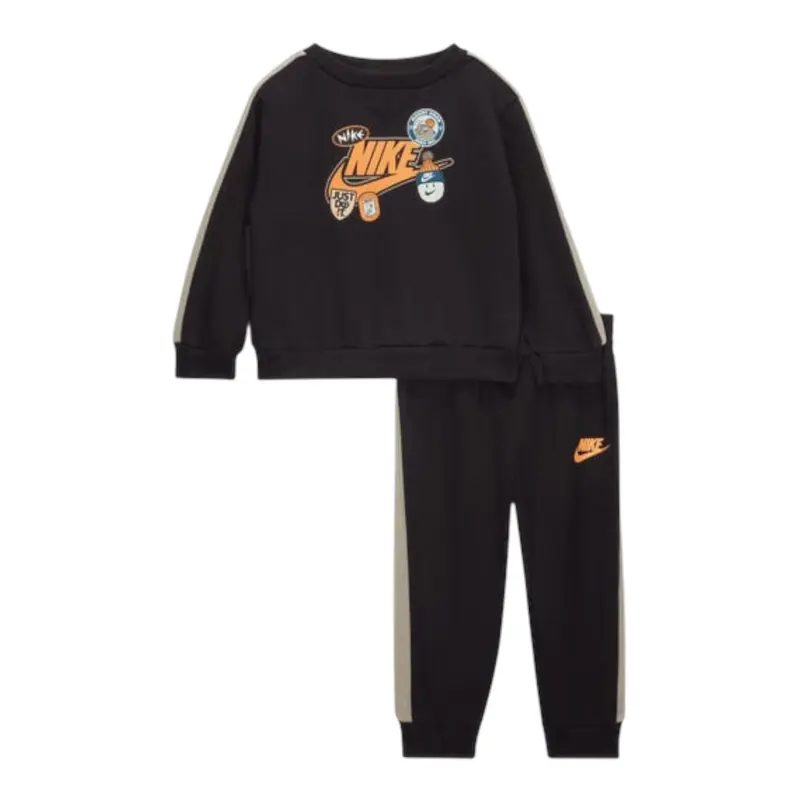 Nike Completo 2 Pezzi Felpa-Pantalone tinta unita Nero per Bambino