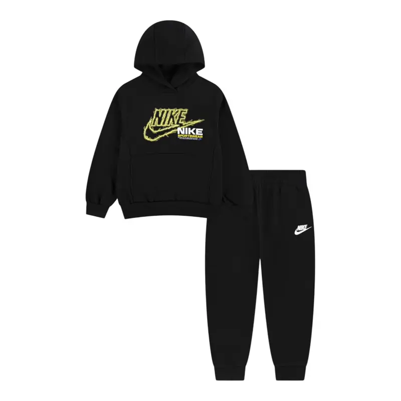 Nike Completo 2 Pezzi Felpa-Pantalone tinta unita Nero per Neonato