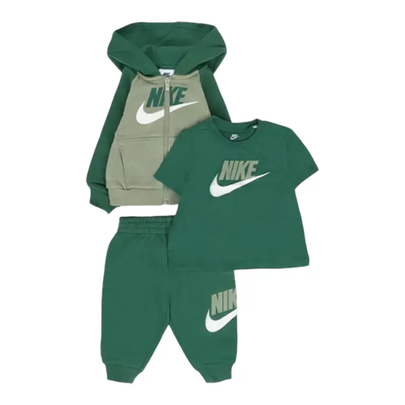 Nike Completo 3Pz Felpa-Pantalone-T-Shirt Verde per Neonato