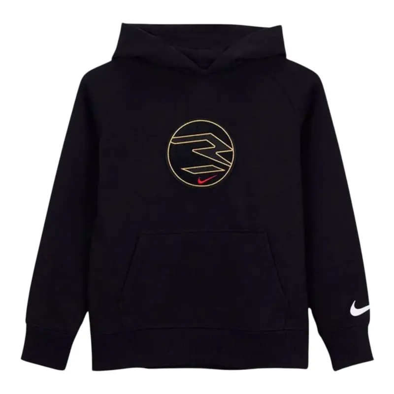 Nike Felpa tinta unita con Cappuccio E Stampa Nero per Bambino