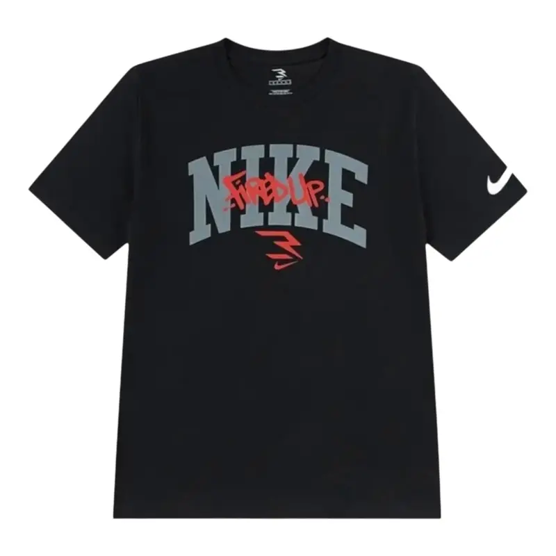 Nike T-Shirt tinta unita Girocollo con Stampa Nero per Bambino