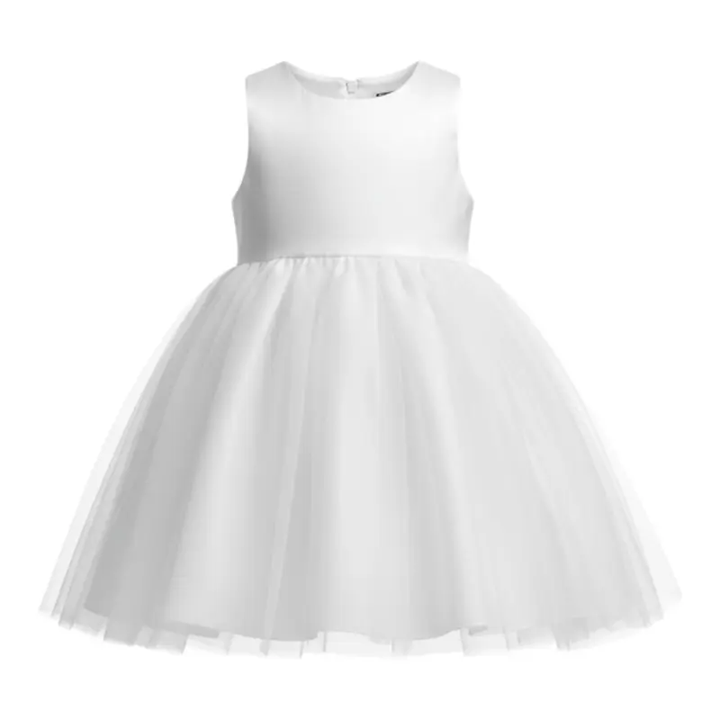 Ninnaoh Abito Cerimonia tinta unita con Tulle-Coprispalle Bianco per Neonata