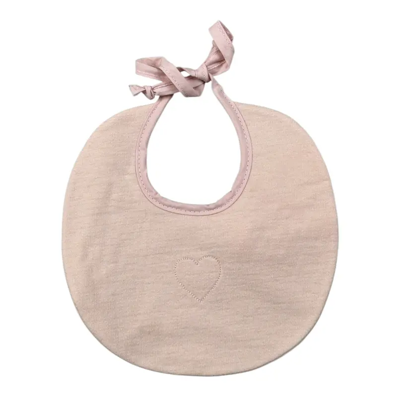 Ninnaoh Bavetta tinta unita con Ricami Rosa per Neonata