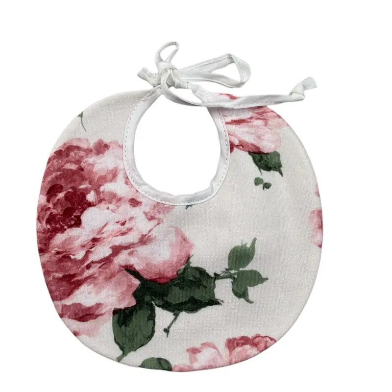 Ninnaoh Bavetta tinta unita con Stampa Rosa per Neonata