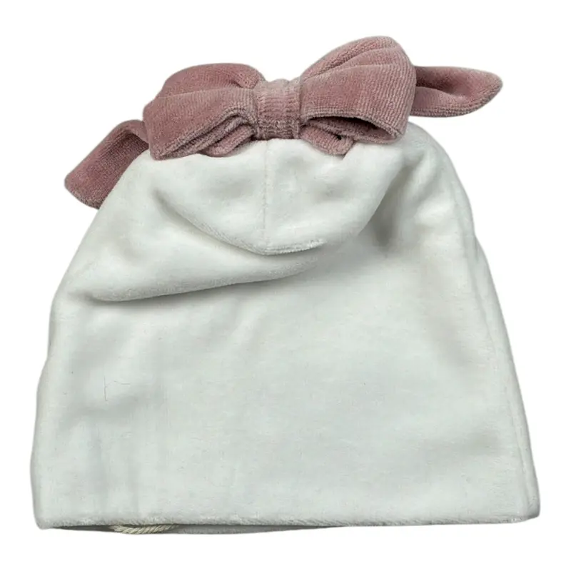 Ninnaoh Cappello tinta unita con Fiocco Bianco/Rosa per Neonata