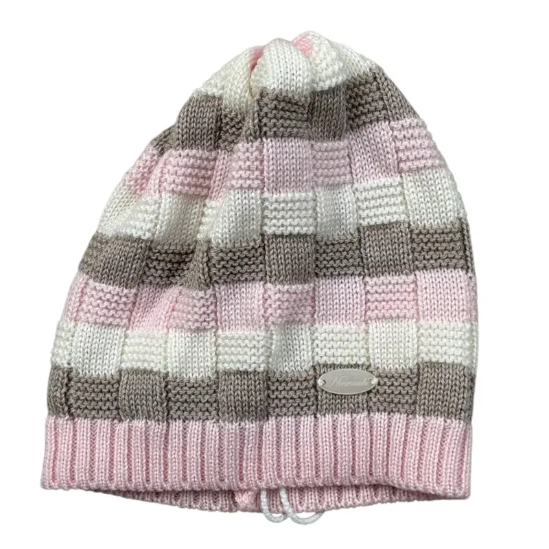 Ninnaoh Cappello Tricolore con Fantasia Rosa per Neonata