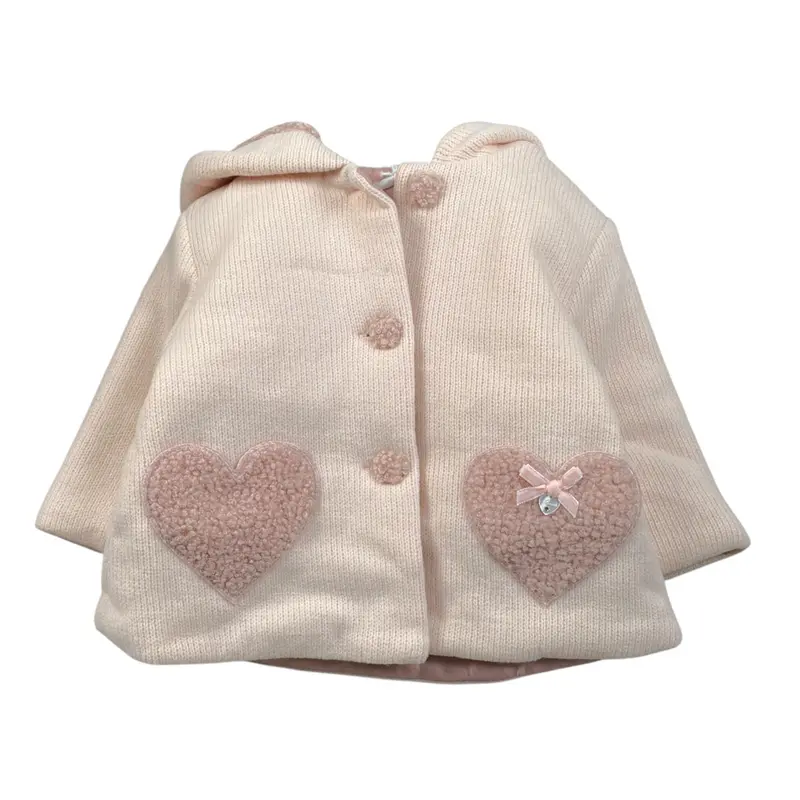 Ninnaoh Cappotto tinta unita con Cappuccio Rosa per Neonata