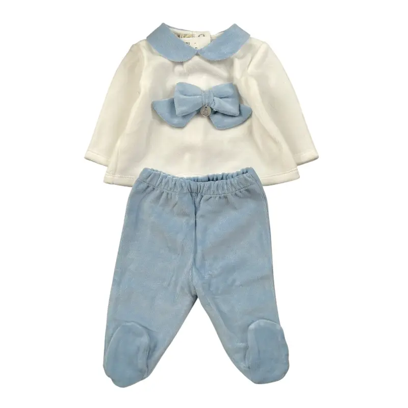 Ninnaoh Completo 2Pz Maglia-Ghettina Bicolore Bianco/Azzurro per Neonata