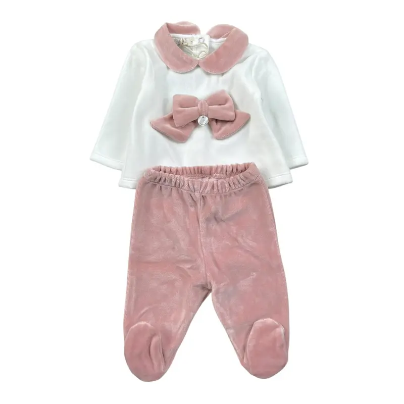 Ninnaoh Completo 2Pz Maglia-Ghettina Bicolore Bianco/Rosa per Neonata