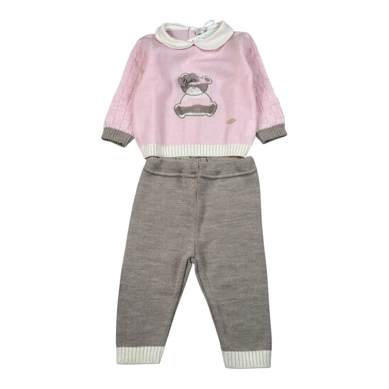 Ninnaoh Completo 2Pz Maglia-Pantalone Bicolore Rosa/Beige per Neonata
