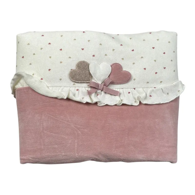 Ninnaoh Coperta tinta unita con Fantasia Bianco/Rosa per Neonata