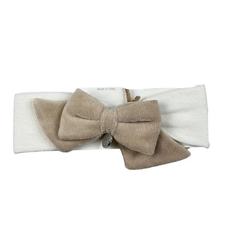 Ninnaoh Fascia tinta unita con Fiocco Bianco/Beige per Neonata