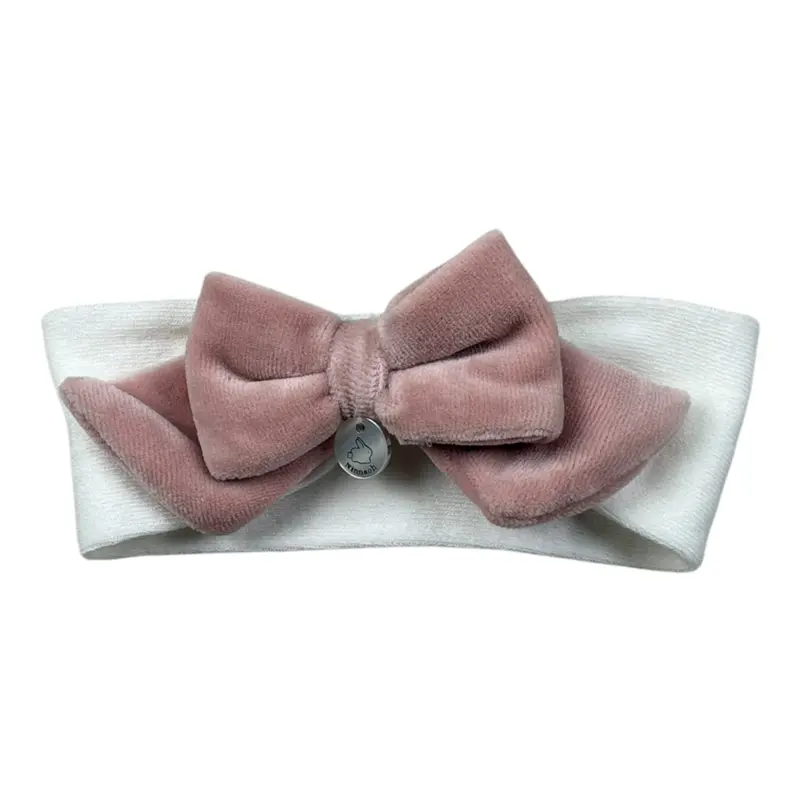 Ninnaoh Fascia tinta unita con Fiocco Bianco/Rosa per Neonata