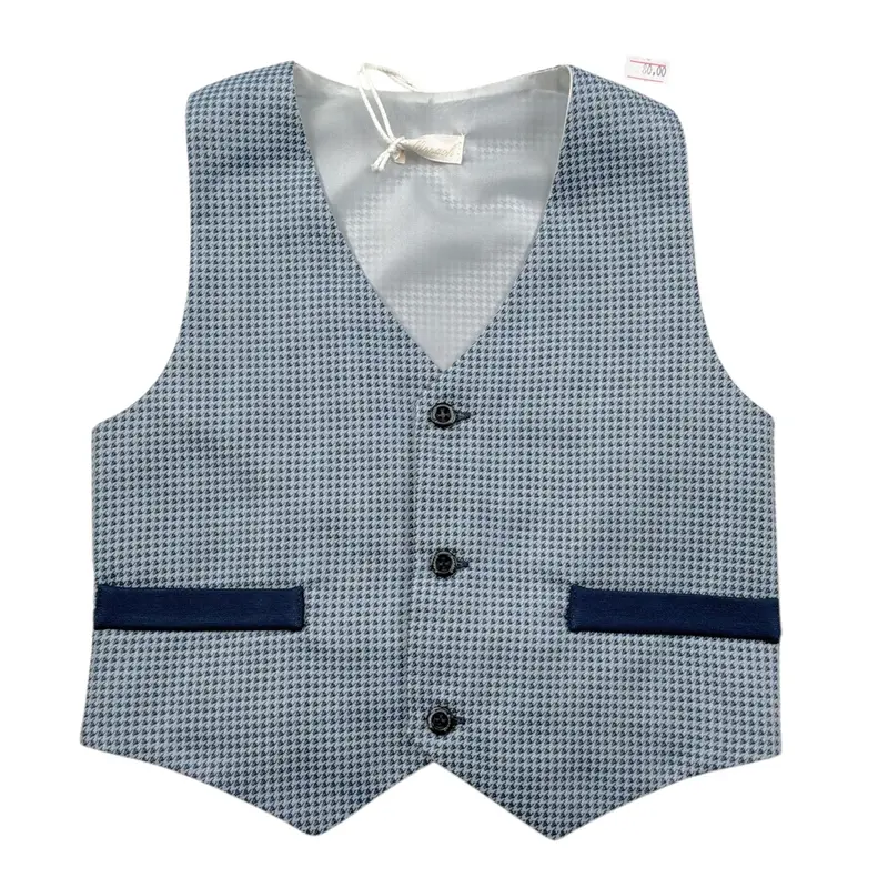 Ninnaoh Gilet tinta unita con Microfantasia Azzurro per Bambino