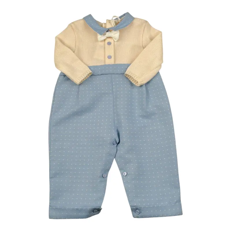 Ninnaoh Pagliaccetto Bicolore con Papillon Panna per Neonato