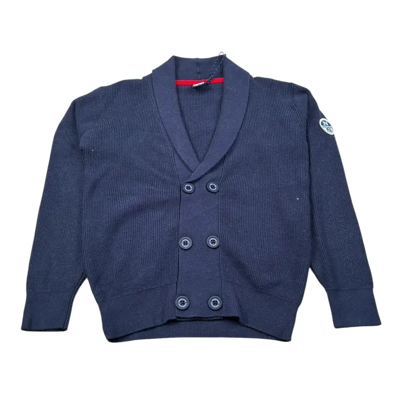North Sails Cardigan tinta unita con Scollo A V Blu per Bambino