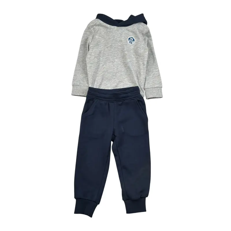 North Sails Completo 2Pz Bicolore Felpa-Pantalone Grigio/Blu per Neonato