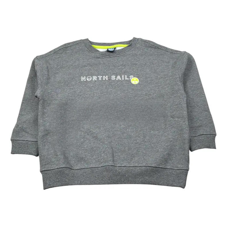 North Sails Felpa Chiusa Girocollo tinta unita con Logo Grigio per Bambino