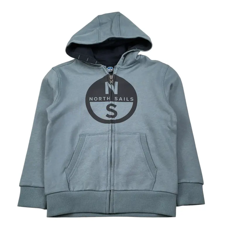 North Sails Felpa con Zip E Cappuccio tinta unita Azzurro per Bambino
