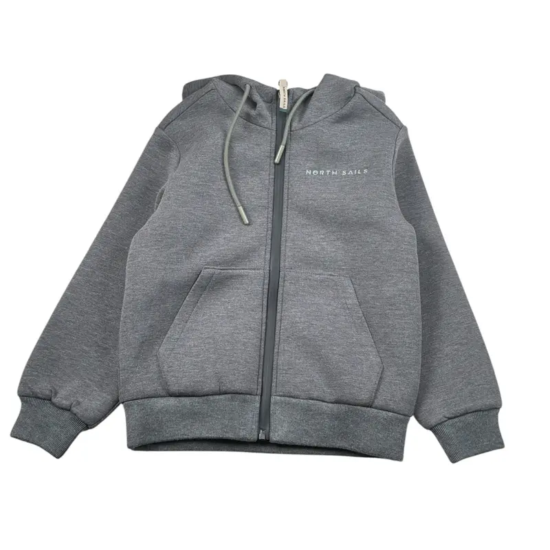 North Sails Felpa tinta unita con Zip E Logo Grigio per Bambino