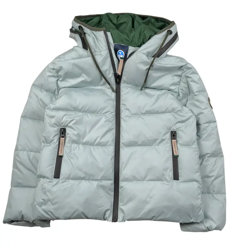 North Sails Giubbino tinta unita con Zip E Cappuccio Azzurro per Bambino