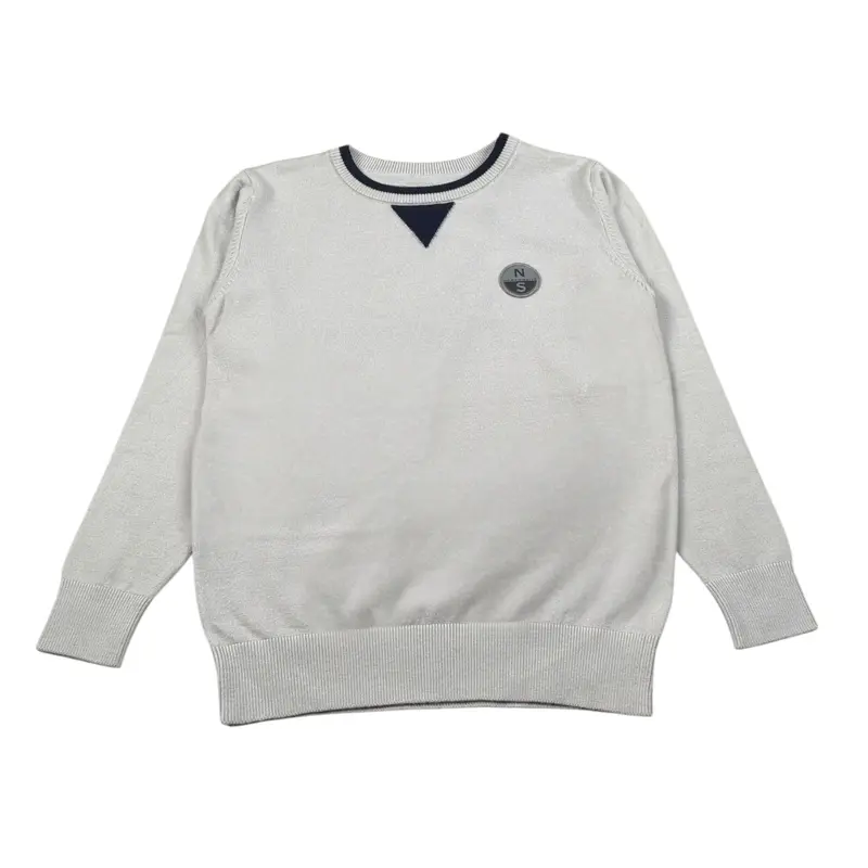 North Sails Maglia Girocollo tinta unita con Logo Grigio per Bambino