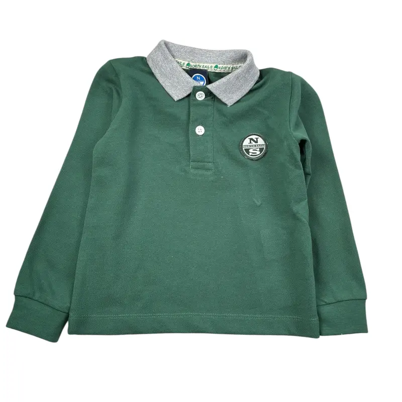 North Sails Polo tinta unita con Colletto In Contrasto Verde per Neonato
