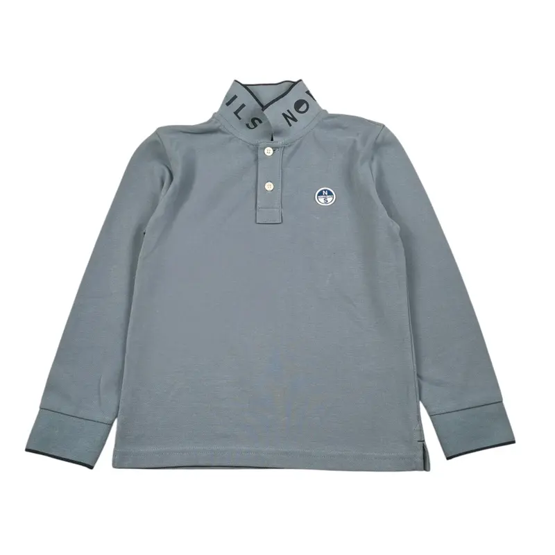 North Sails Polo tinta unita con Logo Azzurro per Bambino