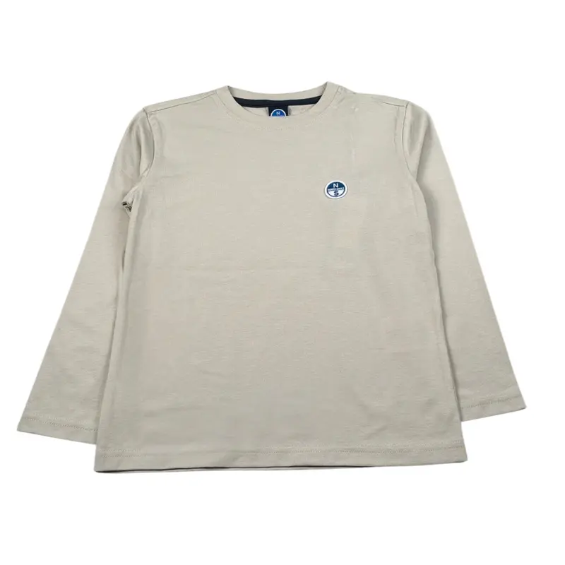 North Sails Shirt Girocollo tinta unita con Logo Beige per Bambino