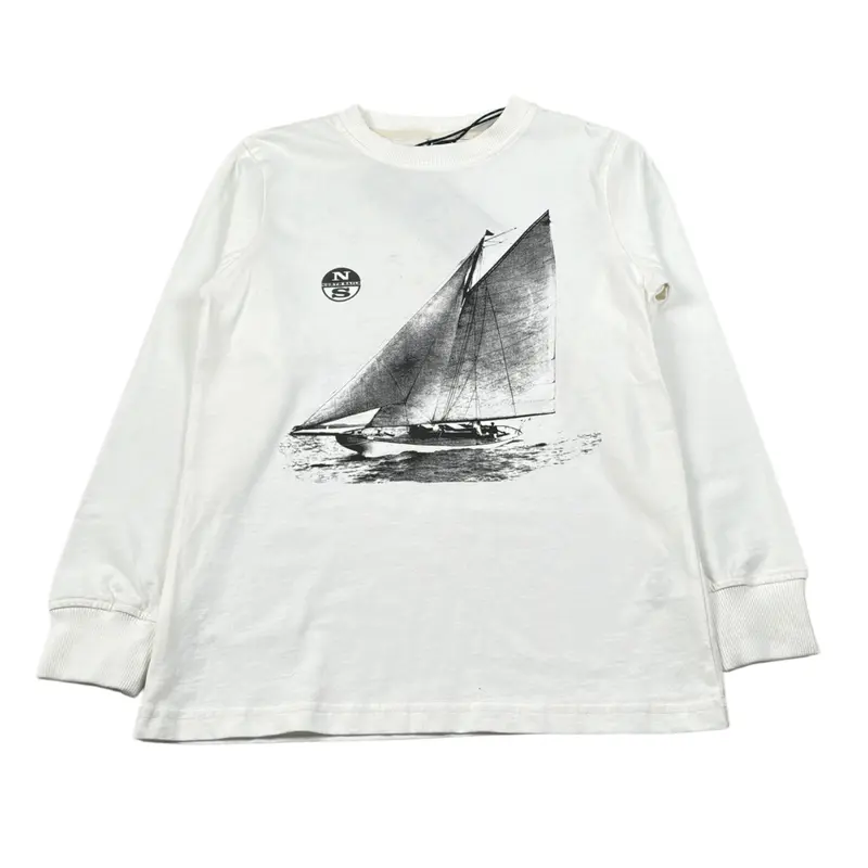 North Sails Shirt Girocollo tinta unita On Stampa Bianco per Bambino