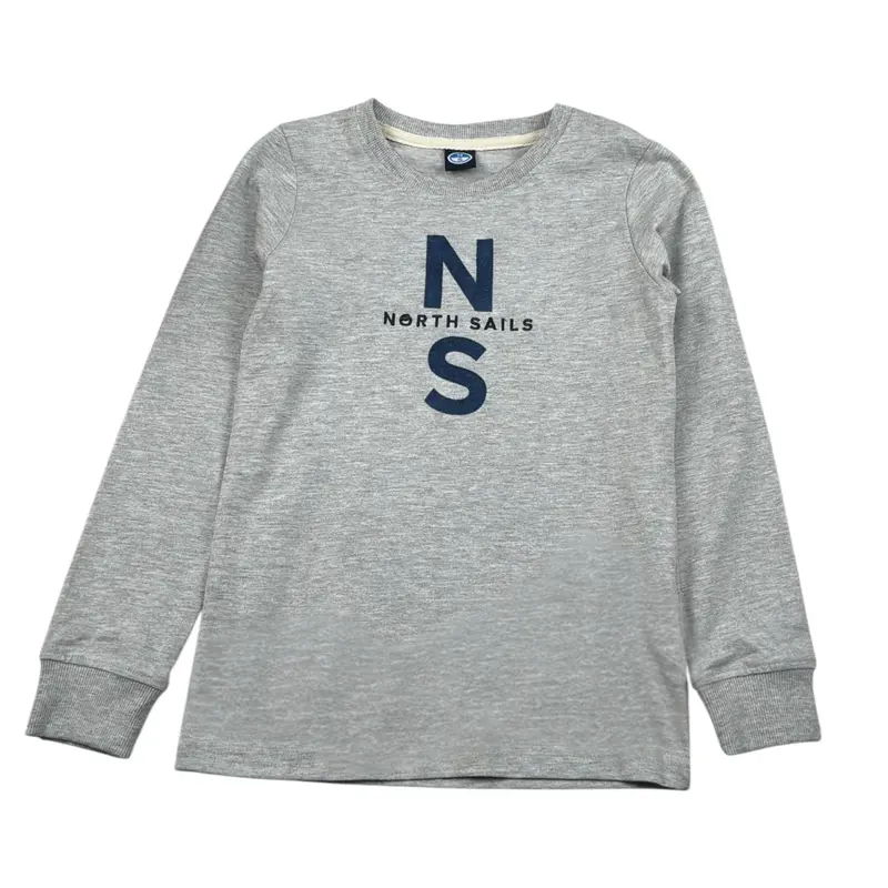 North Sails Shirt tinta unita Girocollo con Logo Grigio per Bambino
