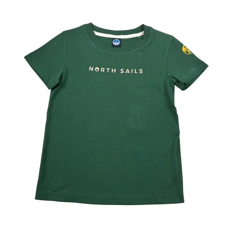 North Sails T-Shirt tinta unita con Stampa Verde per Bambino