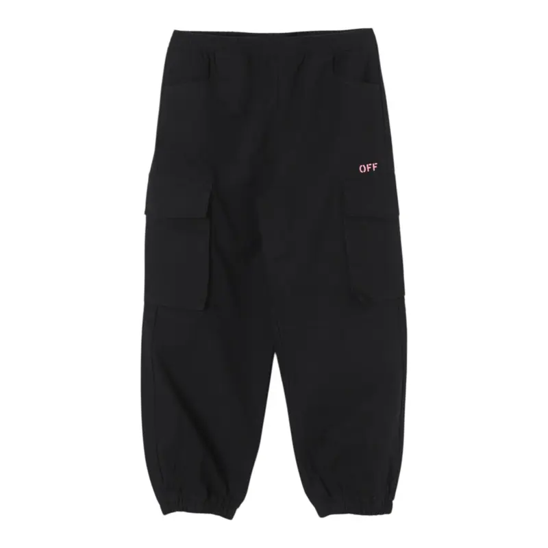 Off-White Pantalone tinta unita con Elastico In Vita Nero per Bambina