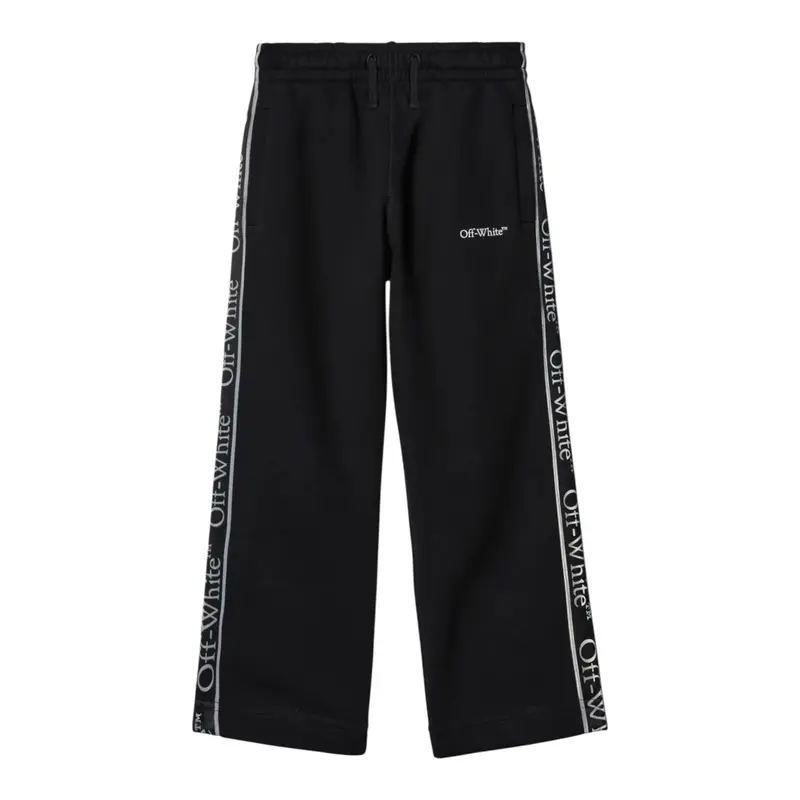 Off-White Pantalone tinta unita con Elastico In Vita Nero per Bambino