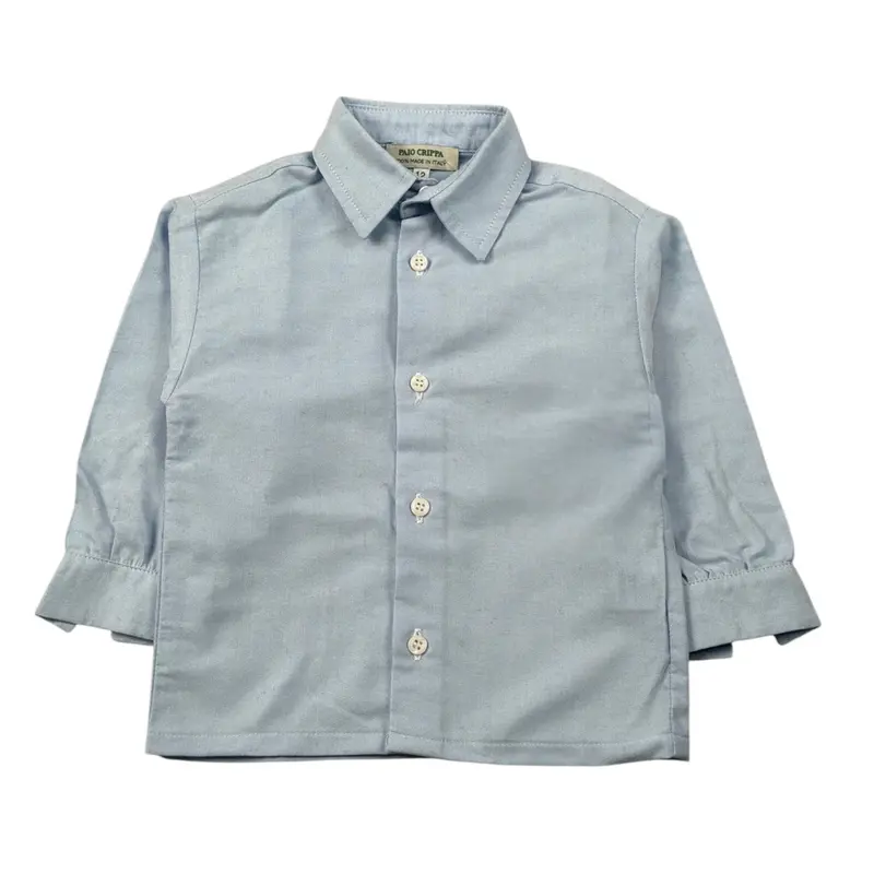 Paio Crippa Camicia Manica Lunga tinta unita Azzurro per Bambino
