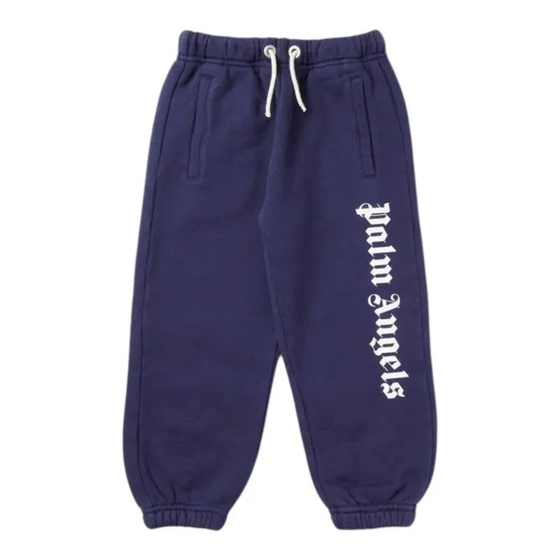 Palm Angels Pantalone Modello Tuta tinta unita con Logo Blu per Bambino
