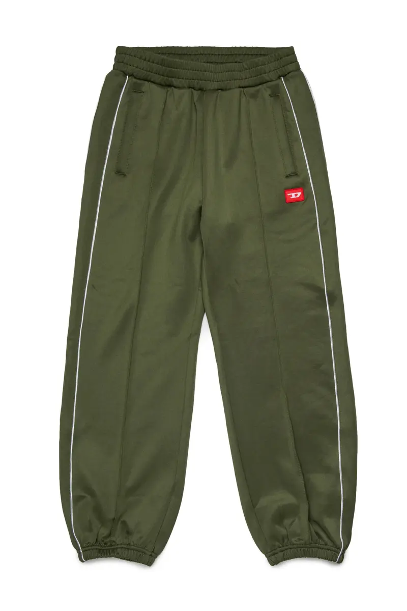 PANTALONE ACETATO VERDE CON LOGO ROSSO DIESEL