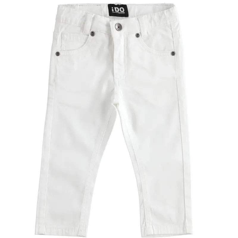Pantalone bambino bianco in cotone modello 5 tasche linea stretta