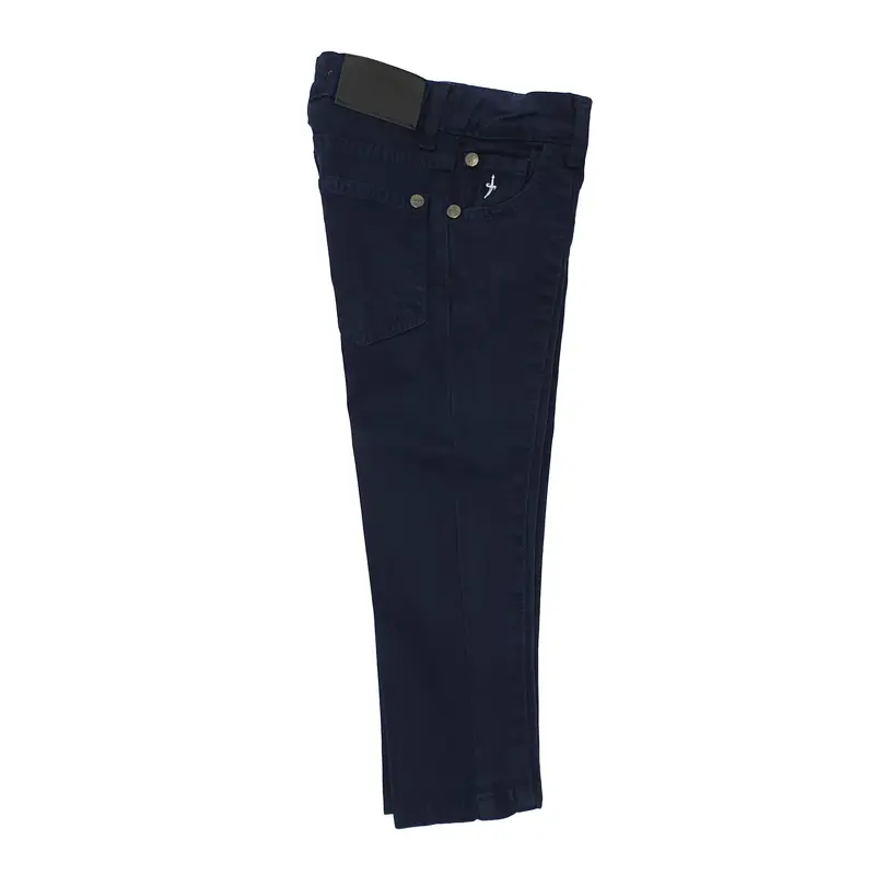 Pantalone bambino blu paciotti linea stretta con logo ricamato