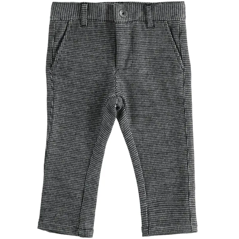 PANTALONE bambino iDo in tessuto morbido fantasia micro pied de poule