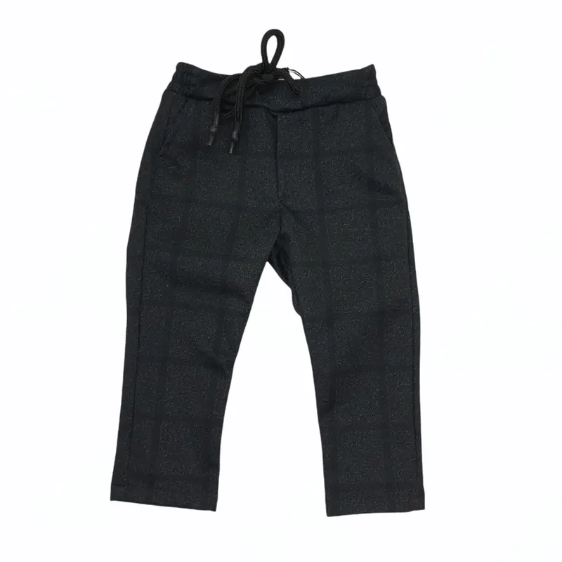 Pantalone bambino punto milano effetto scozzese ton su tono