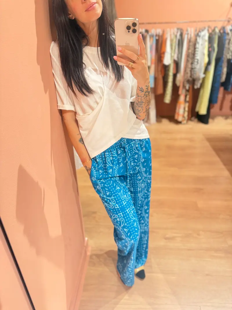 Pantalone bandana ottanio