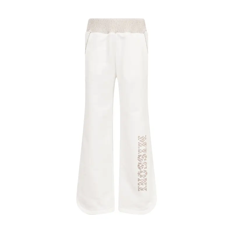 PANTALONE BIANCO A ZAMPA CON LOGO IN STRASS MISSONI